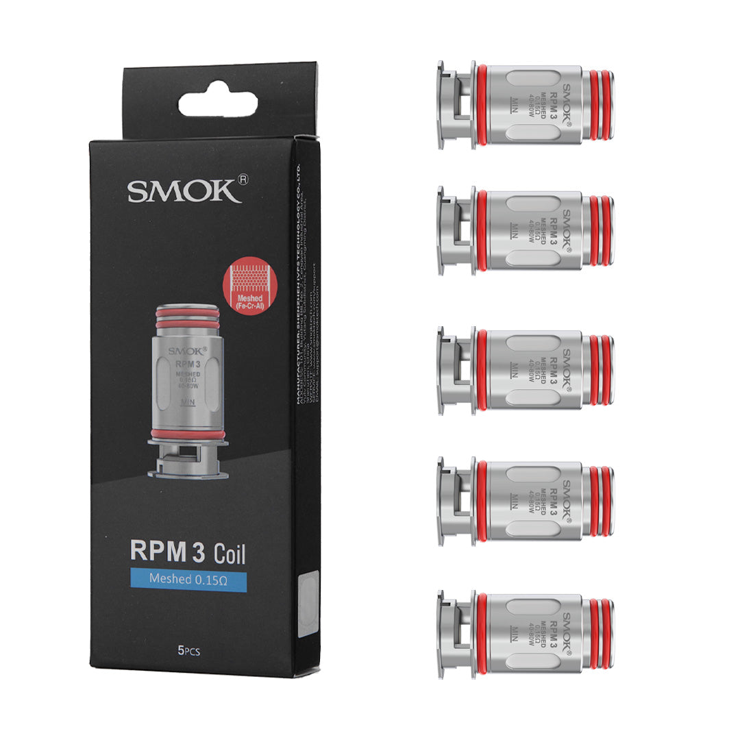 SMOK RPM 3 replacement vape coils and packaging on a white background