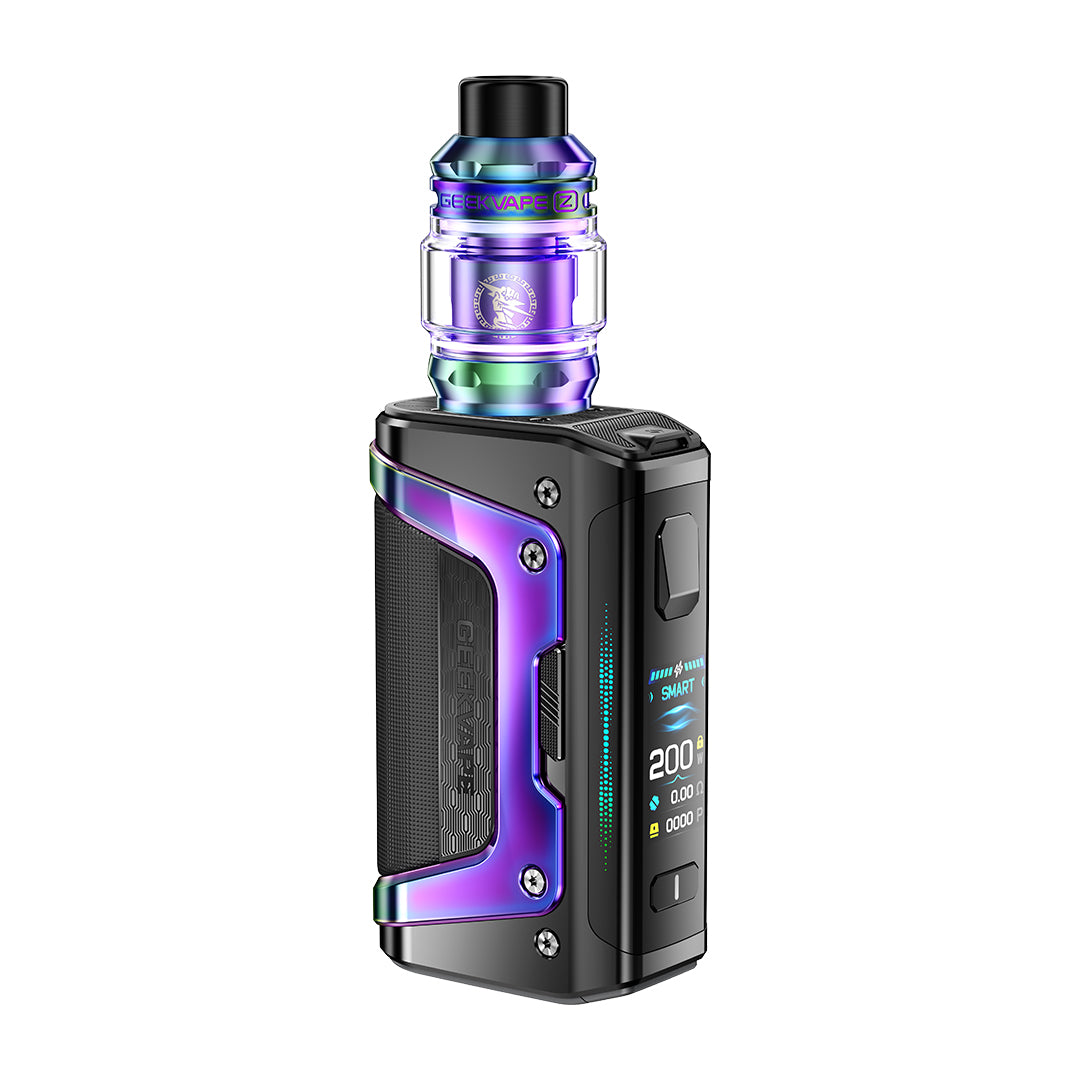 Vape device with colorful gradient on a white background
