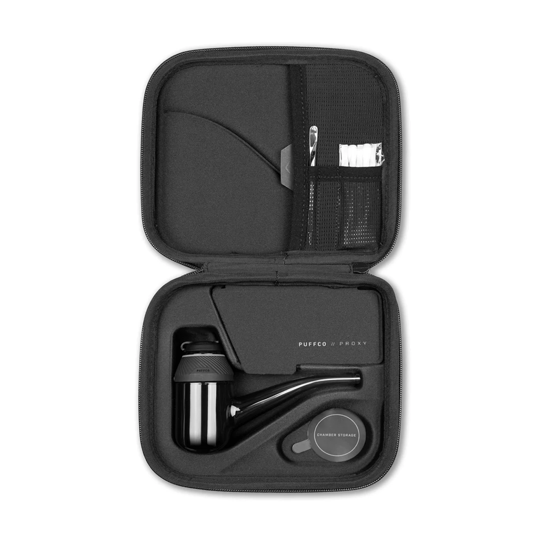 Puffco Proxy modular portable concentrate vaporizer device and packaging on a white background