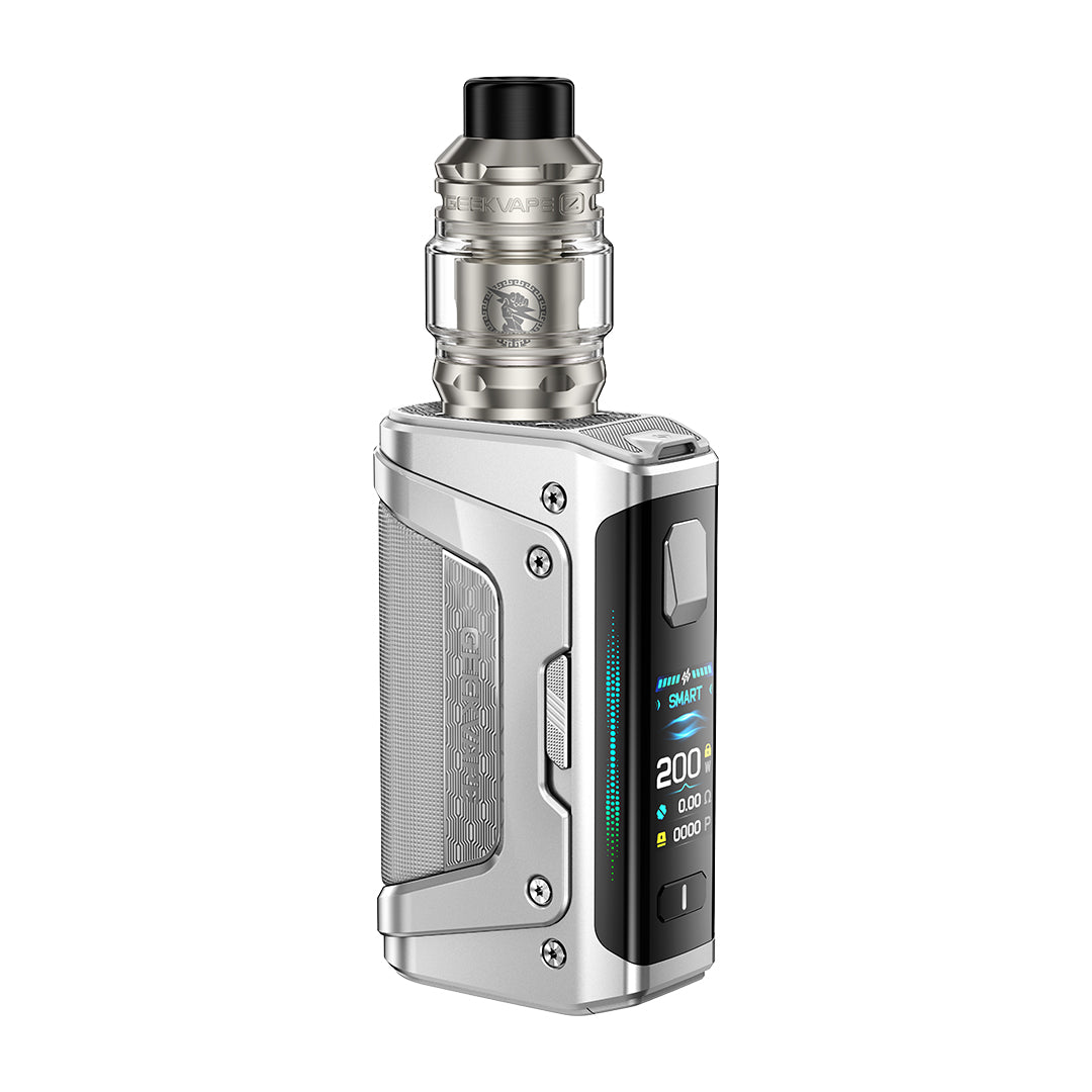 Vaping device with digital display on a white background