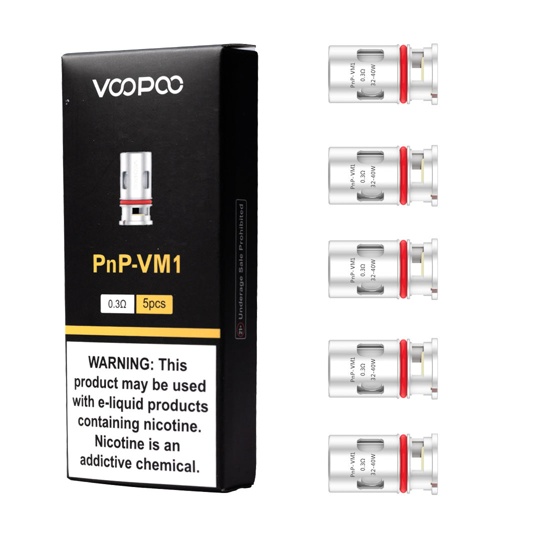 Voopoo PnP Mesh Coils 5-Pack vape replacement coils on a white background