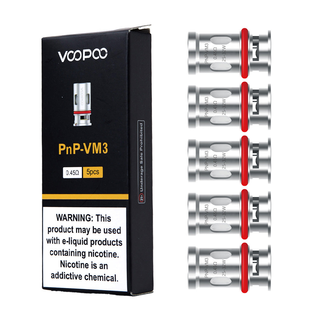 Voopoo PnP Mesh Coils 5-Pack vape replacement coils on a white background