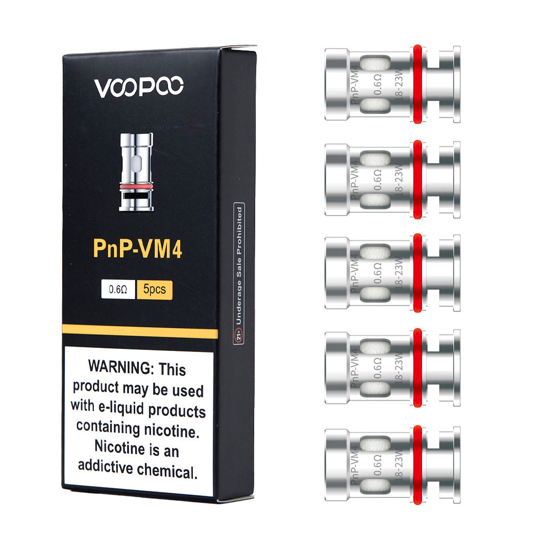 Voopoo PnP Mesh Coils 5-Pack vape replacement coils on a white background