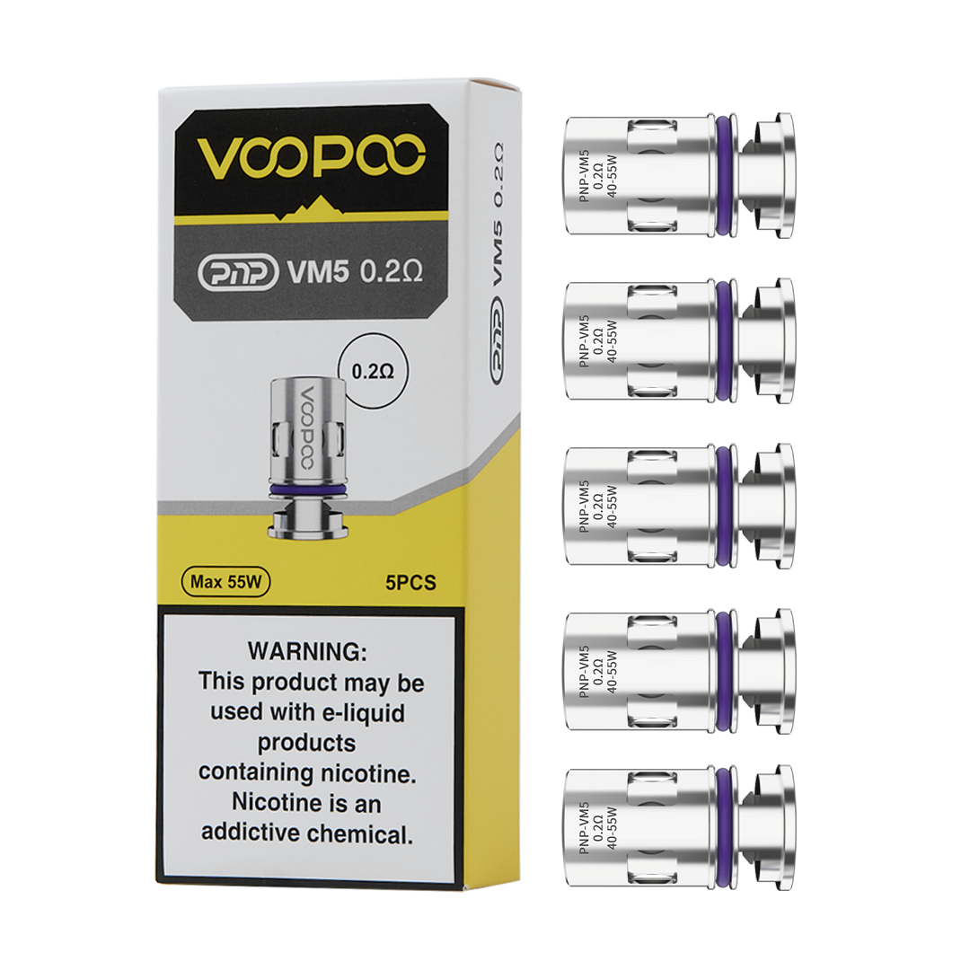 Voopoo PnP Mesh Coils 5-Pack vape replacement coils on a white background