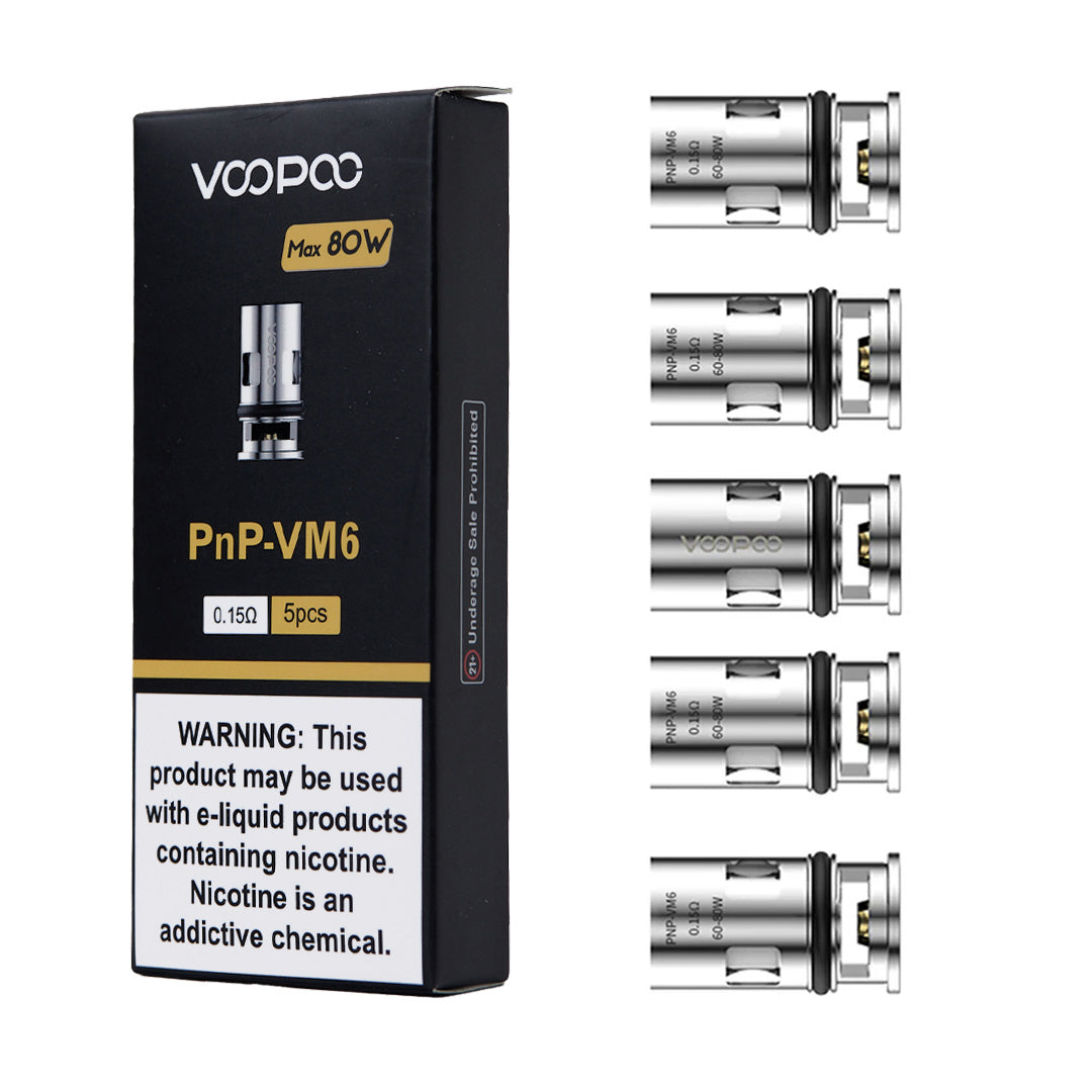 Voopoo PnP Mesh Coils 5-Pack vape replacement coils on a white background