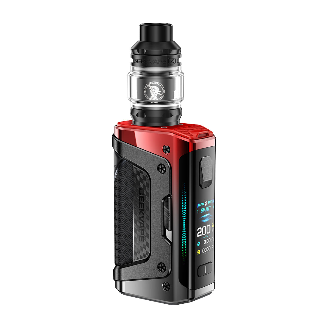 Geekvape device with red and black design on a white background