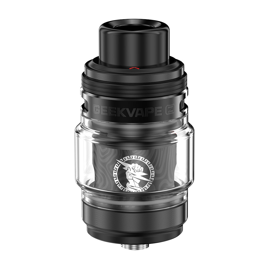 Black and clear vape tank with 'Geekvape' branding on a white background