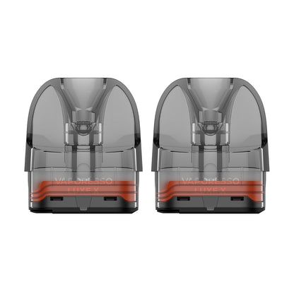 Vaporesso Luxe X Replacement Pods – 2-Pack packaging and pods on a white background
