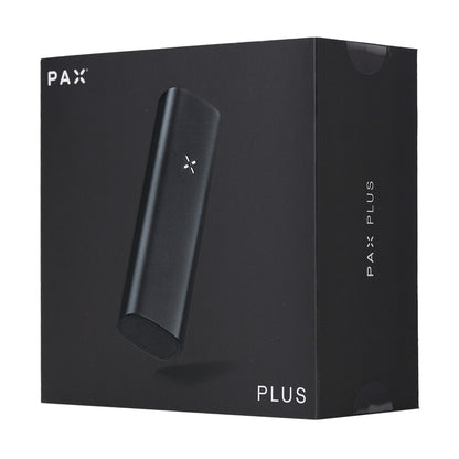 Pax Plus portable vaporizer device and packaging on a white background
