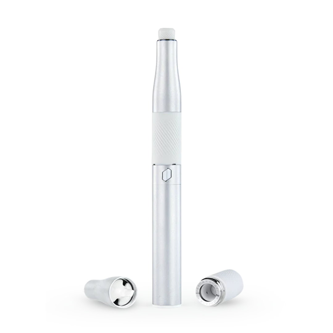 New Puffco Plus portable concentrate vaporizer pen and packaging on a white background
