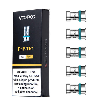 Voopoo PnP Mesh Coils 5-Pack vape replacement coils on a white background
