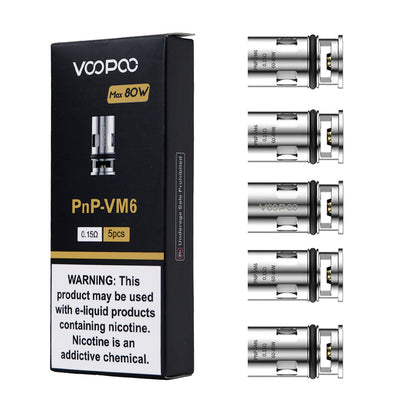 Voopoo PnP Mesh Coils 5-Pack vape replacement coils on a white background
