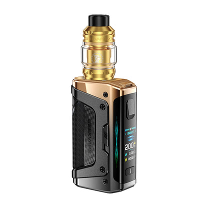 Geekvape device with gold and black design on a white background