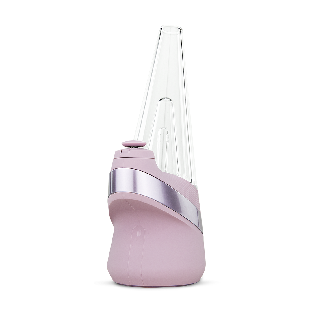 New Puffco Peak updated smart dab rig vaporizer device and packaging on a white background
