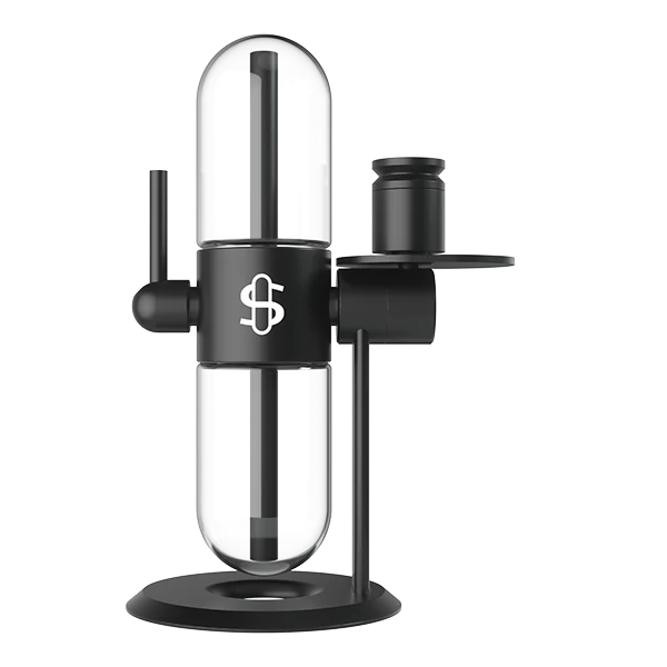 Stündenglass Gravity Bong – 360° rotating glass hookah on white background