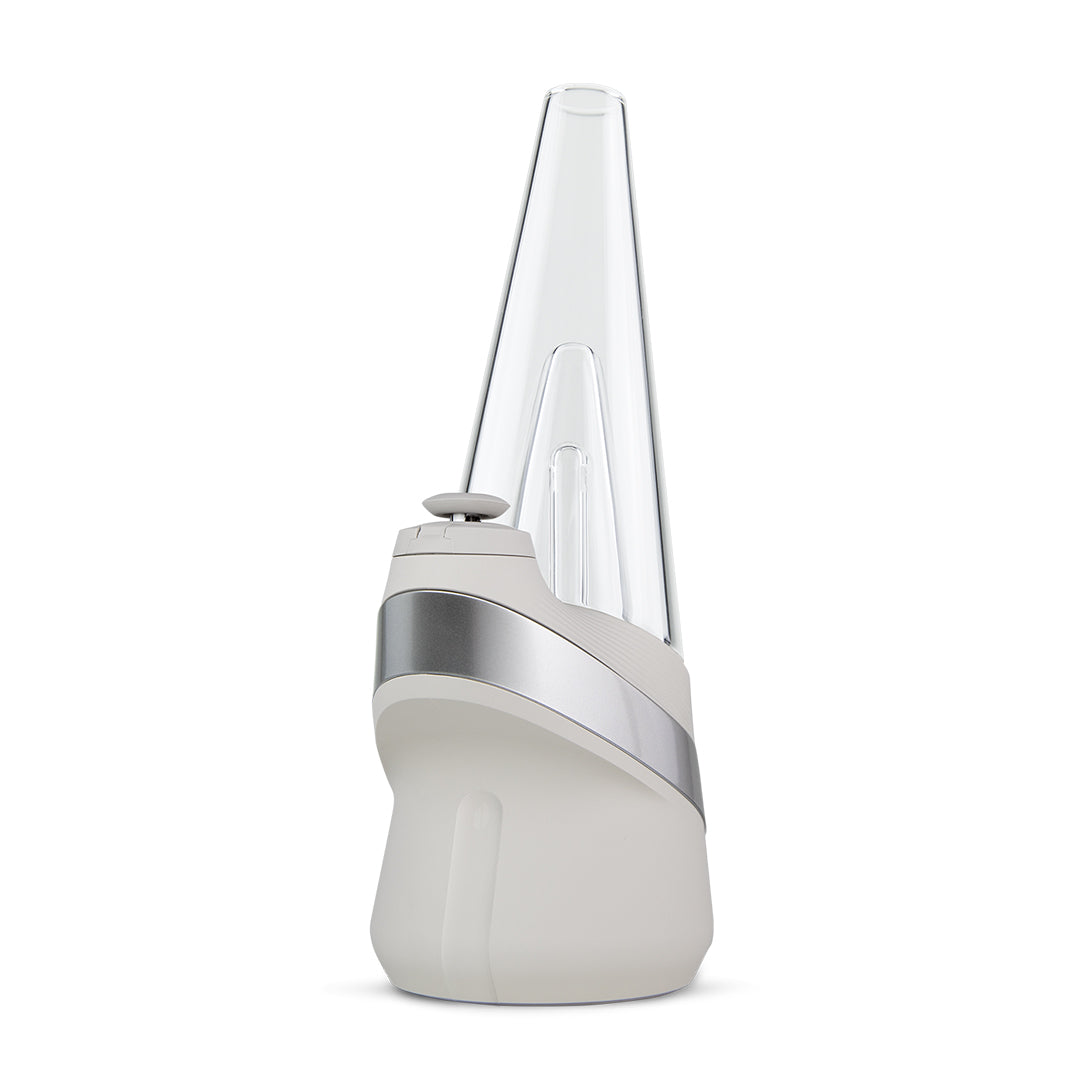 New Puffco Peak updated smart dab rig vaporizer device and packaging on a white background
