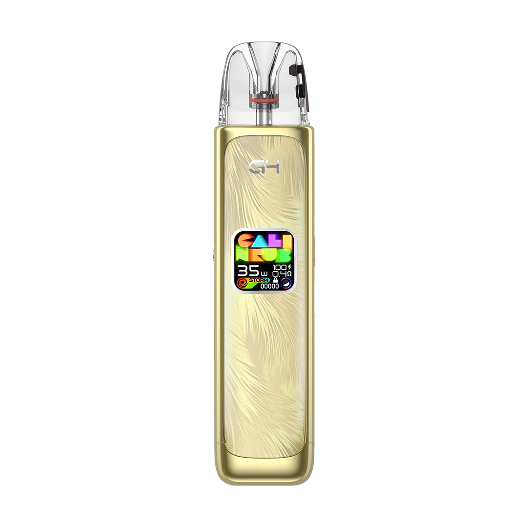 Uwell Caliburn G4 pod system device and packaging on a white background
